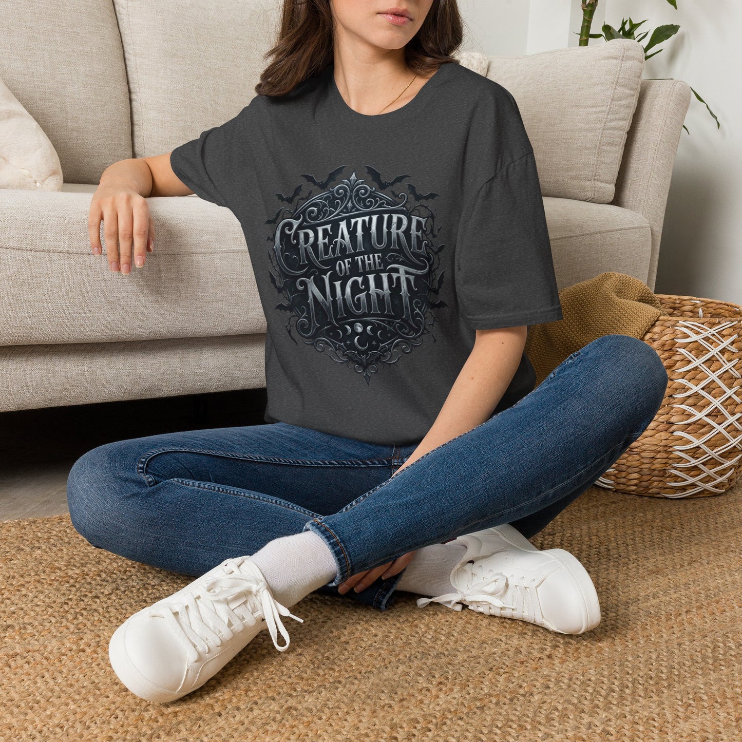 Creature of the Night T-Shirt Gothic Bat Halloween Tee Spooky Goth Clothing