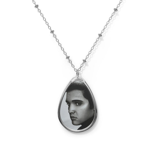 Elvis Music Portrait Oval Necklace | Teardrop Photo Pendant