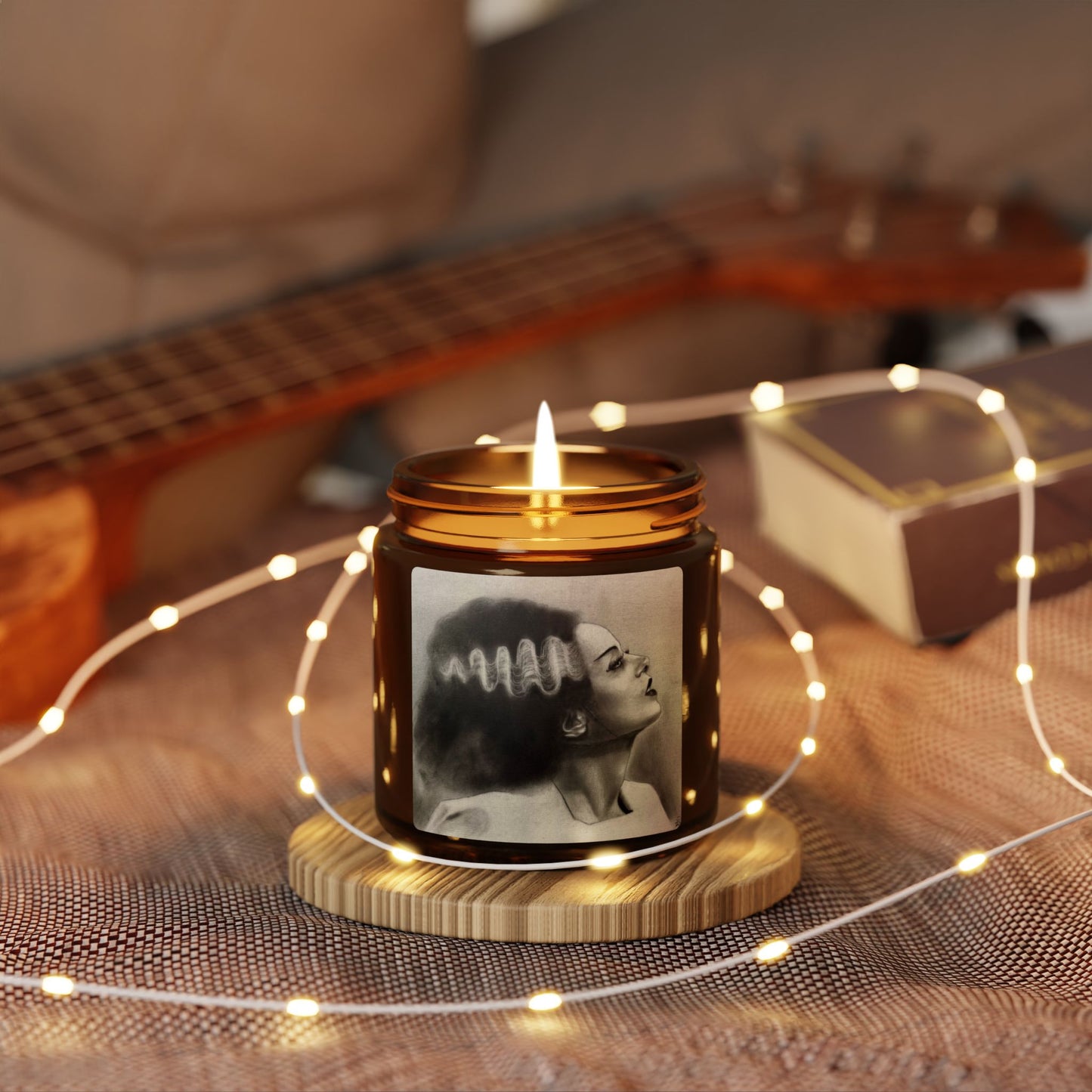 Bride of Frankenstein Portrait Candle | Amber Jar Soy Candle
