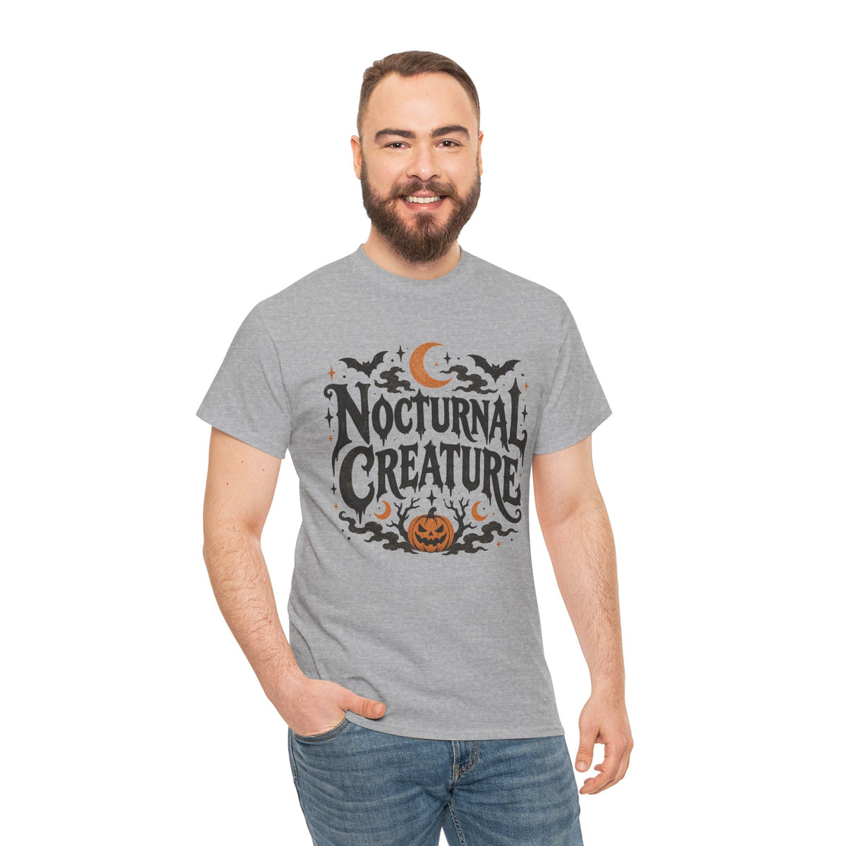 Nocturnal Creature Halloween Graphic T-Shirt Spooky Horror Tee