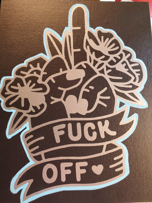 Fuck Off Canvas Art Wall Hanging Home Decor Horror True Crime