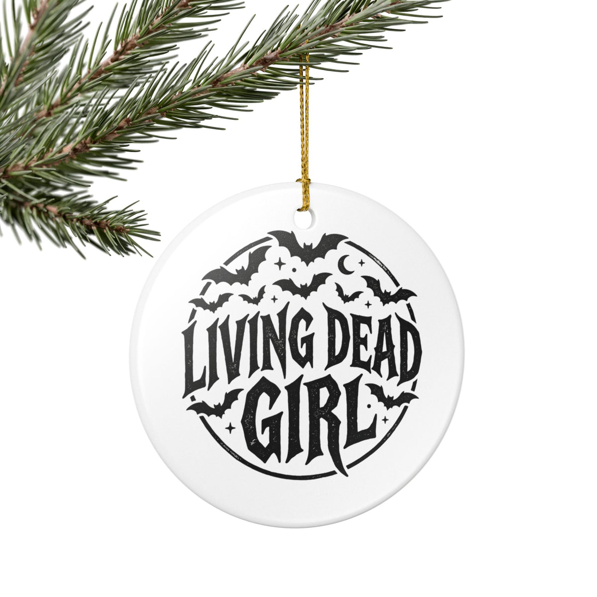 Living Dead Girl Ornament Christmas Holiday Yule Ceramic Halloween Bat