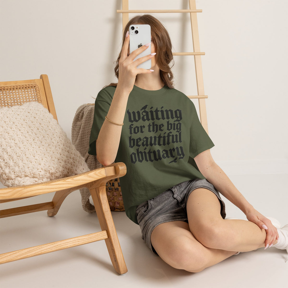 Waiting for the Big Beautiful Obituary T-Shirt Goth Anti Politics Tee