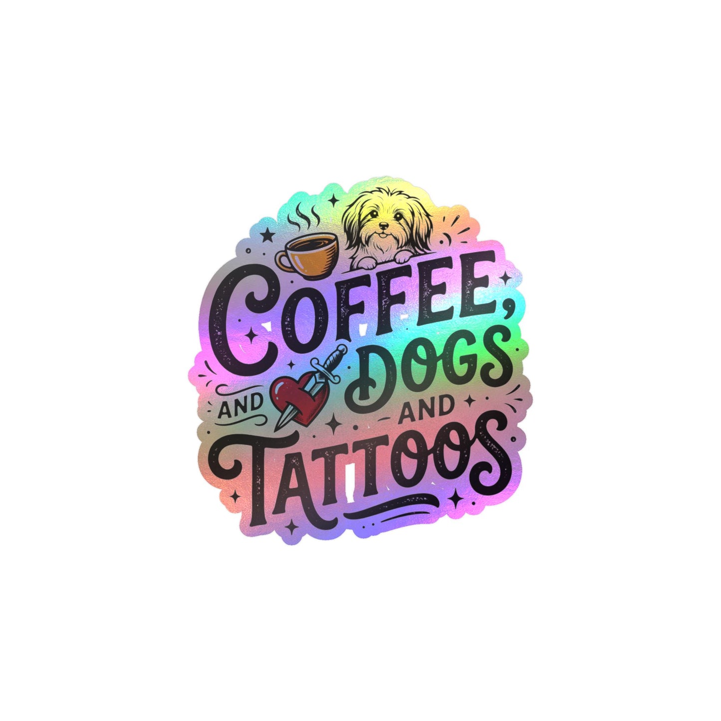 Coffee Dogs Tattoos Kiss-Cut Vinyl Decal Sticker