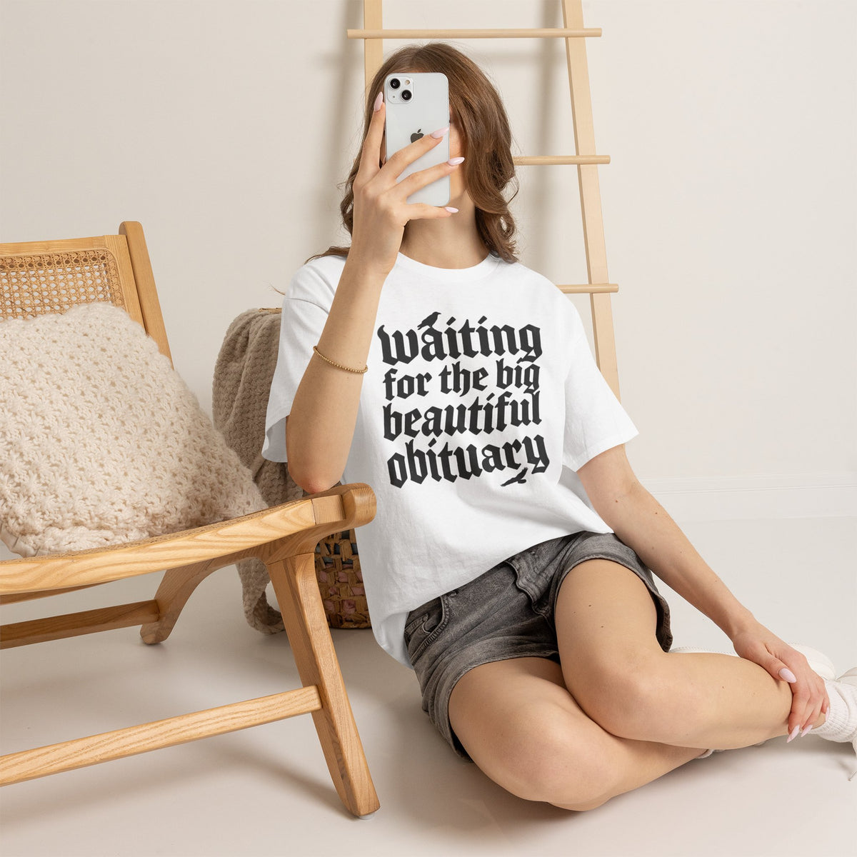 Waiting for the Big Beautiful Obituary T-Shirt Goth Anti Politics Tee