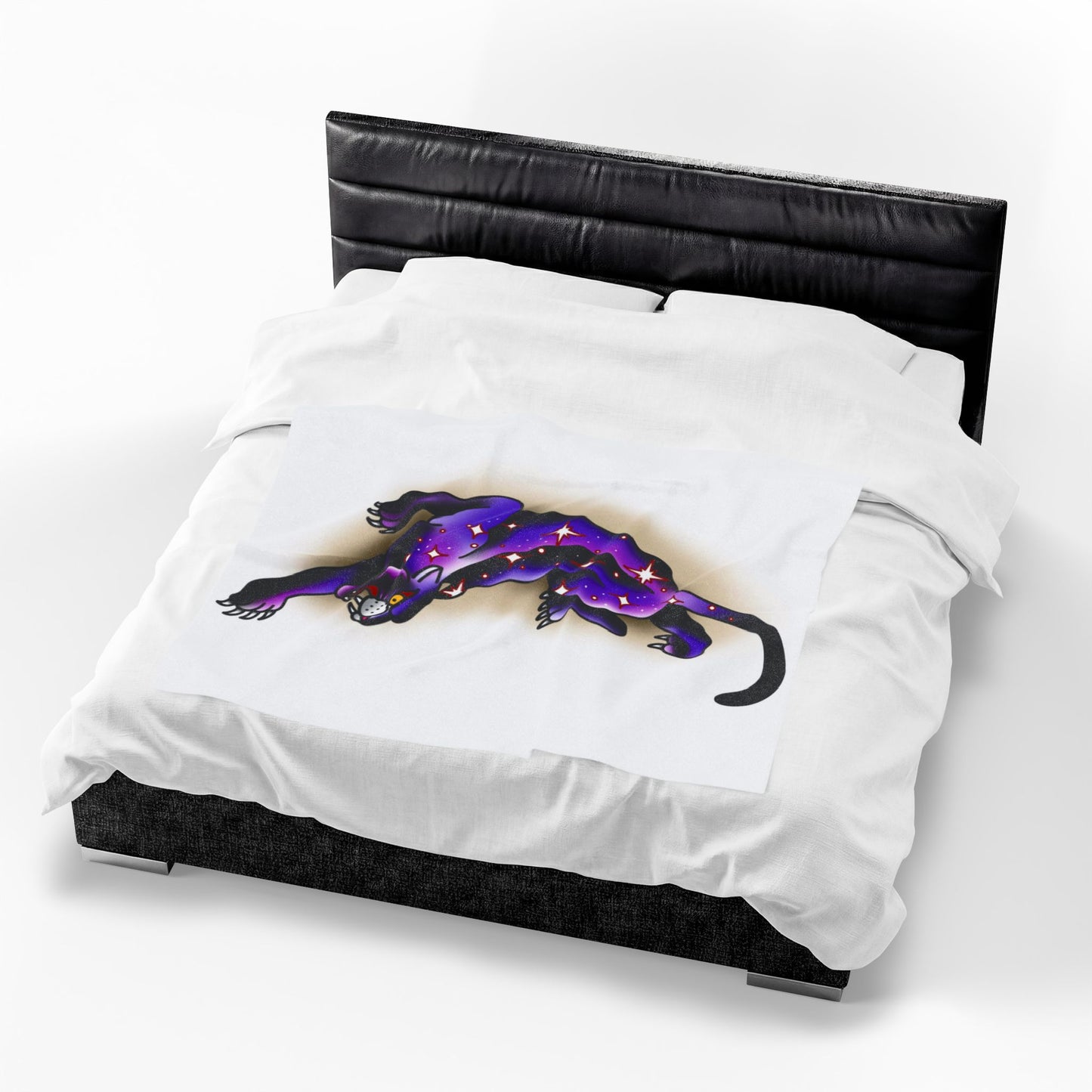 Mystical Galaxy Panther Tattoo Art Velveteen Plush Blanket Throw Home Decor