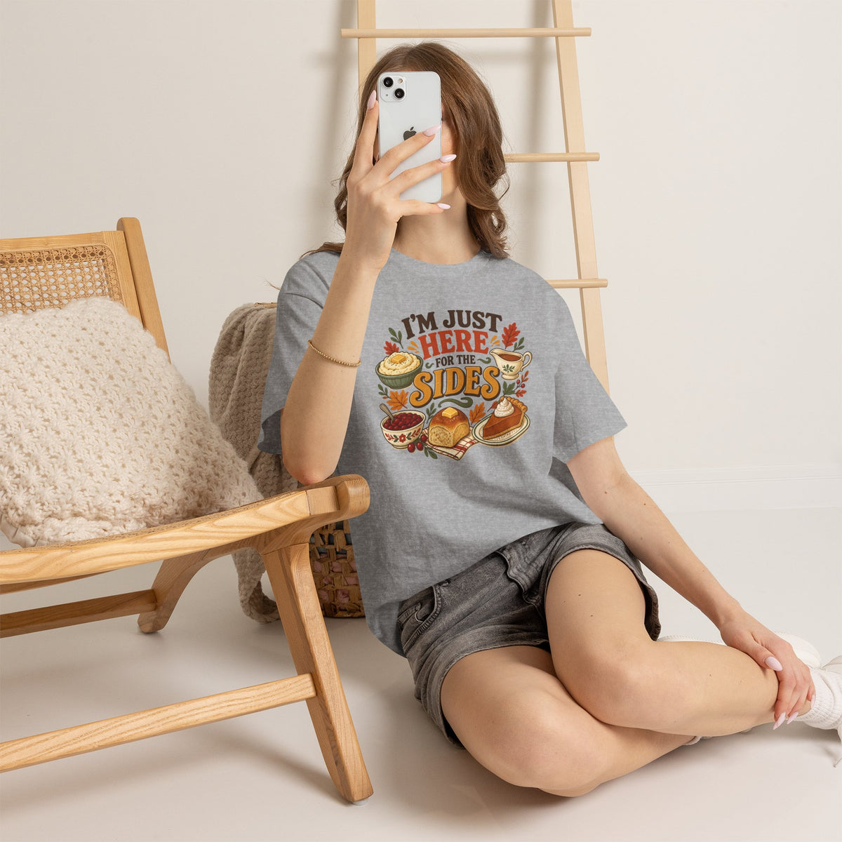 I'm Just Here for the Sides Food Pun T-Shirt Thanksgiving Tee
