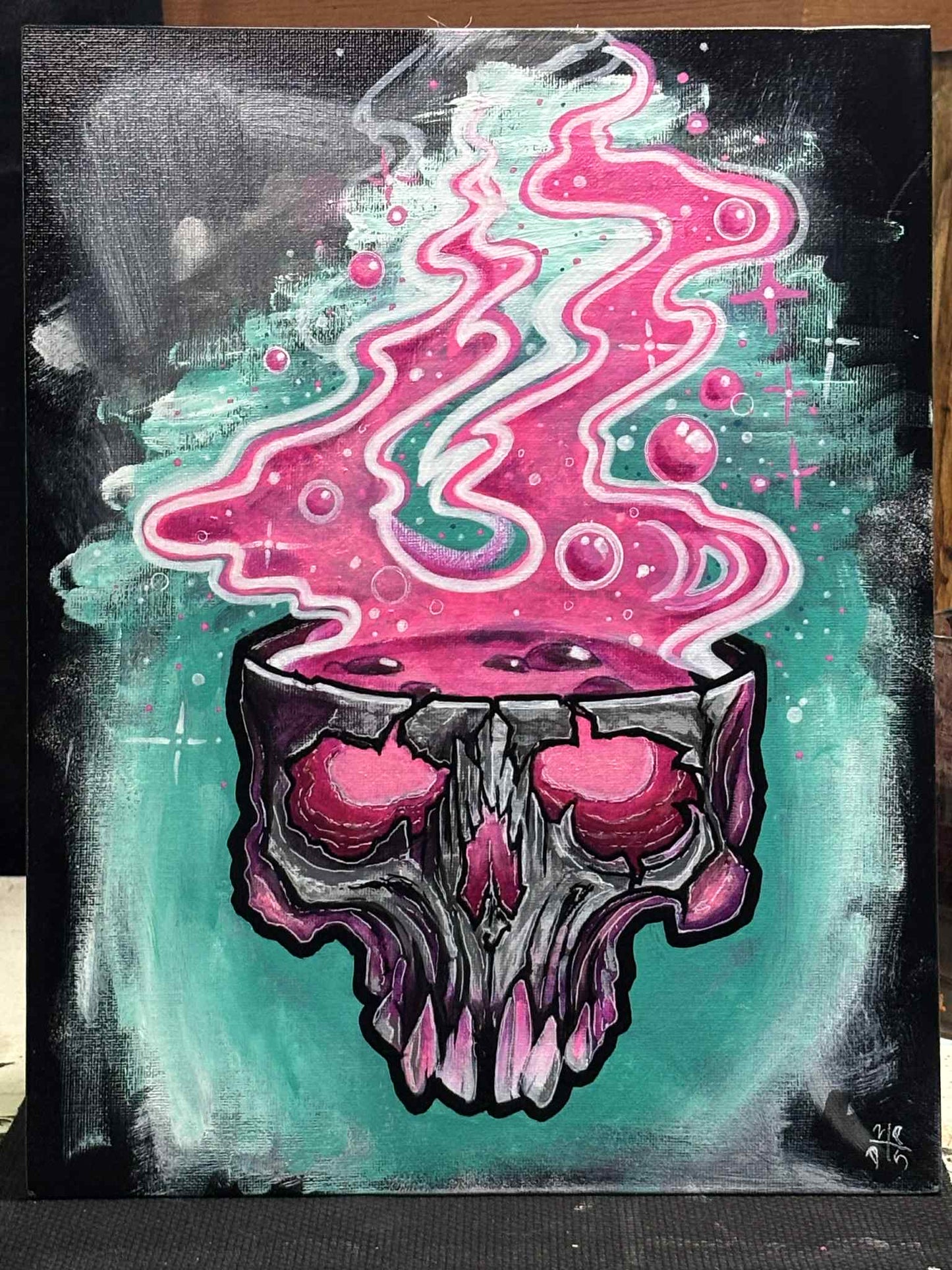 Skull Canvas Art Wall Hanging Home Decor Horror True Crime Halloween