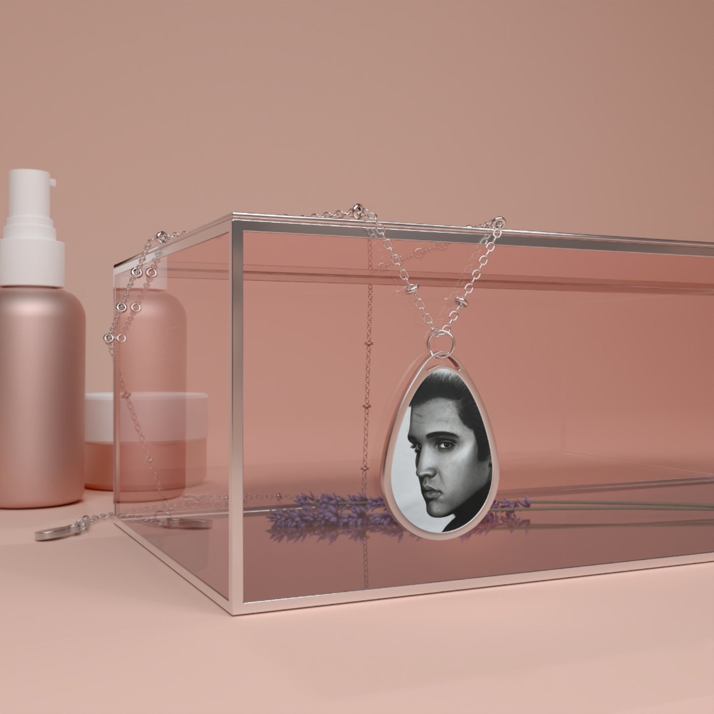 Elvis Music Portrait Oval Necklace | Teardrop Photo Pendant