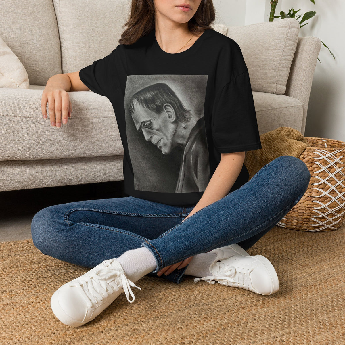 Frankenstein Portrait T-Shirt Original Art Vintage Horror Monster Gothic Clothing