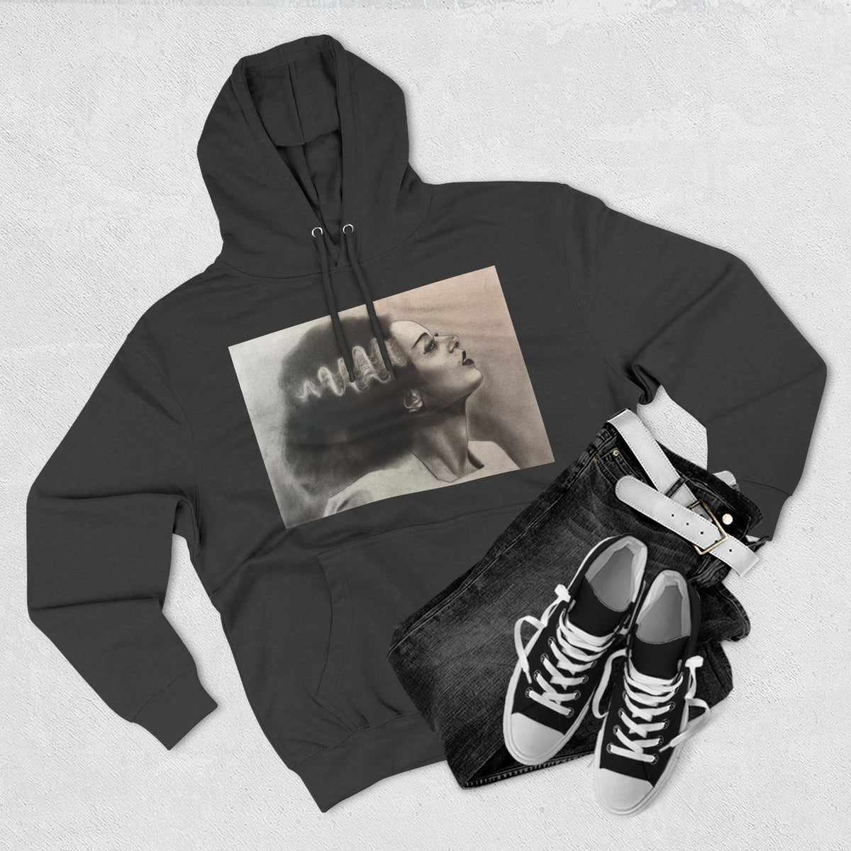 Bride of Frankenstein Original Art Hoodie Goth Horror Alternative Clothing