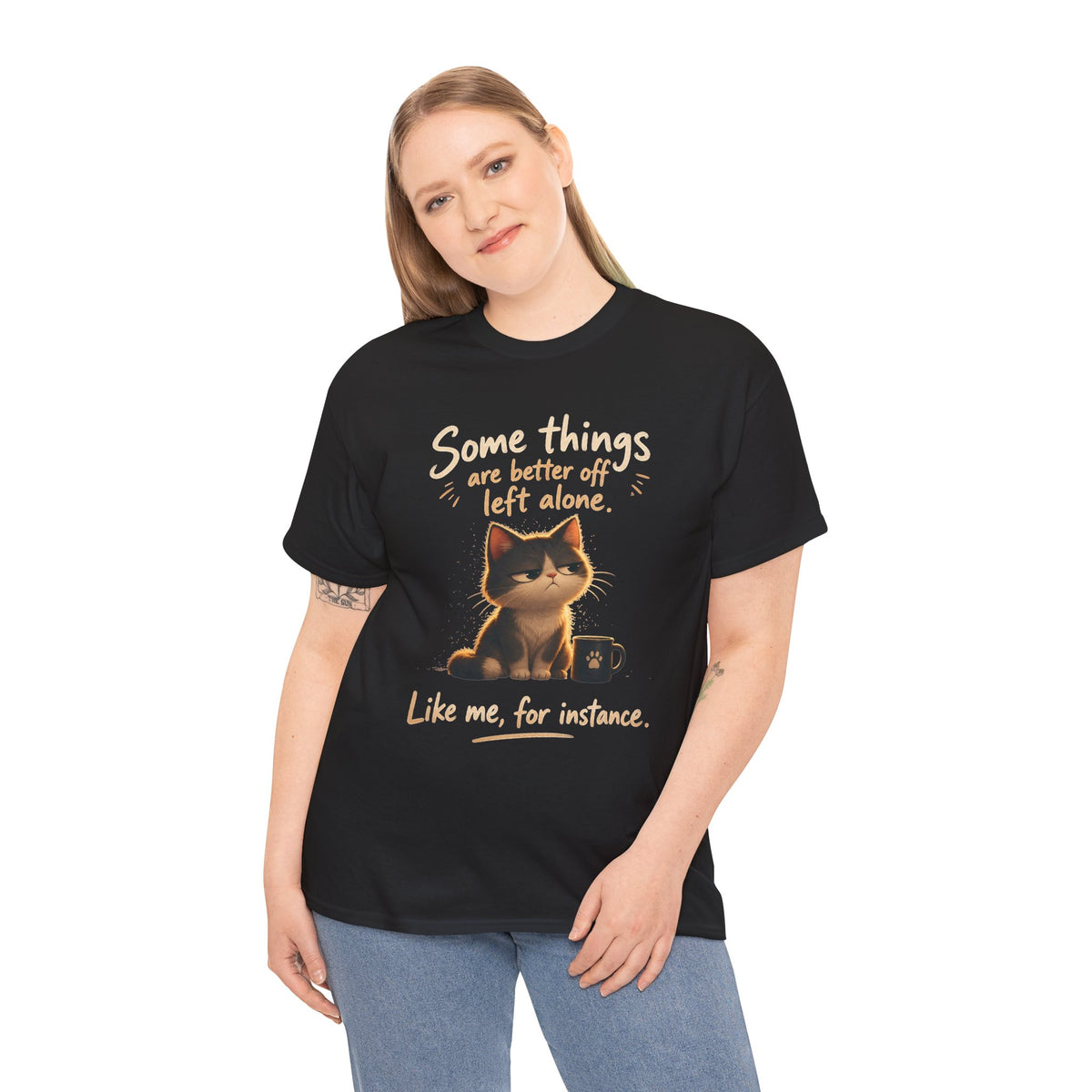 Introvert Cat Quote T-Shirt Some Things Are Better Left Alone Sarcastic Tee