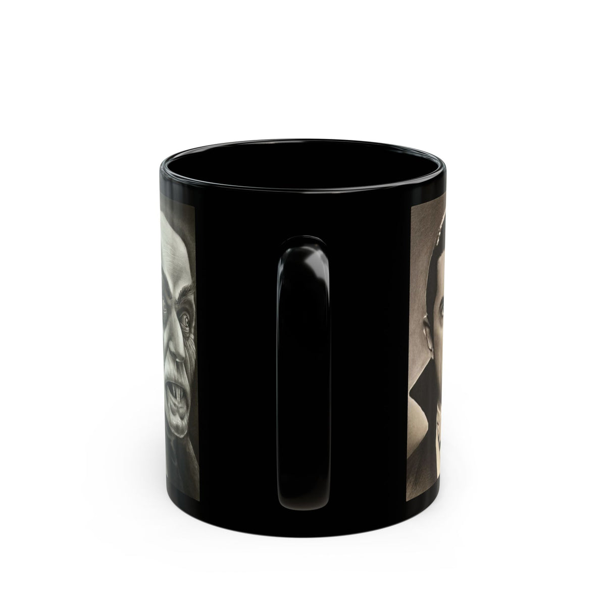 Triple Classic Horror Mug Frankenstein Dracula Nosferatu Black Coffee Cup