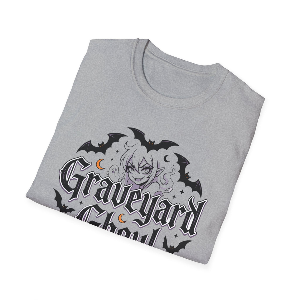 Anime Graveyard Ghoul T-Shirt Gothic Bat Skull Halloween Tee Alternative Clothing