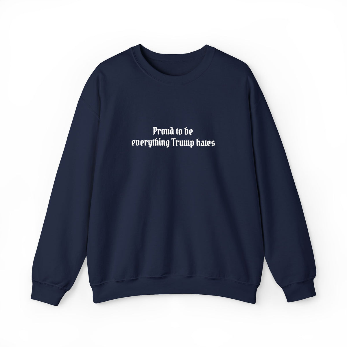 Proud to Be Everything Trump Hates Embroidered Sweatshirt Political Crew Neck Unisex Clothing Anti Maga