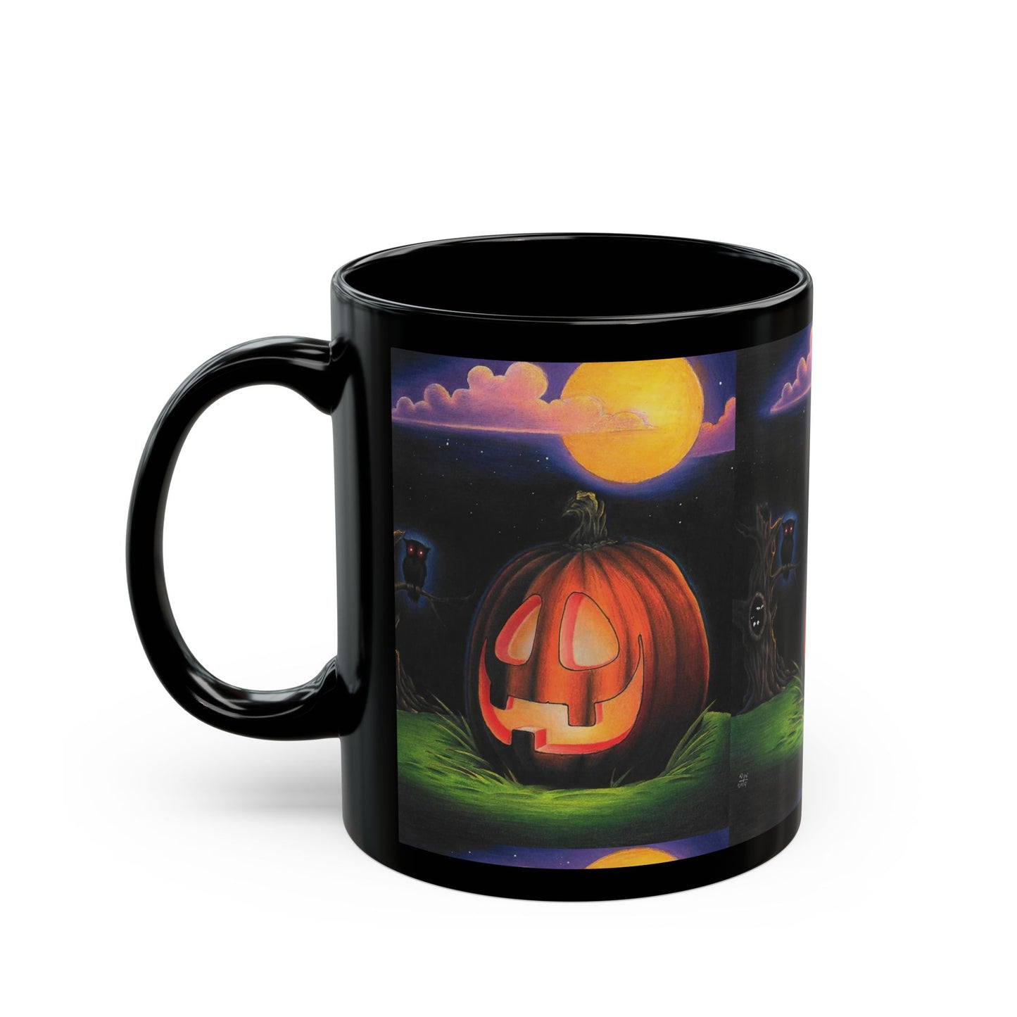 Original Art Jack-o'-Lantern Night Pumpkin Mug Halloween Black Coffee Mug