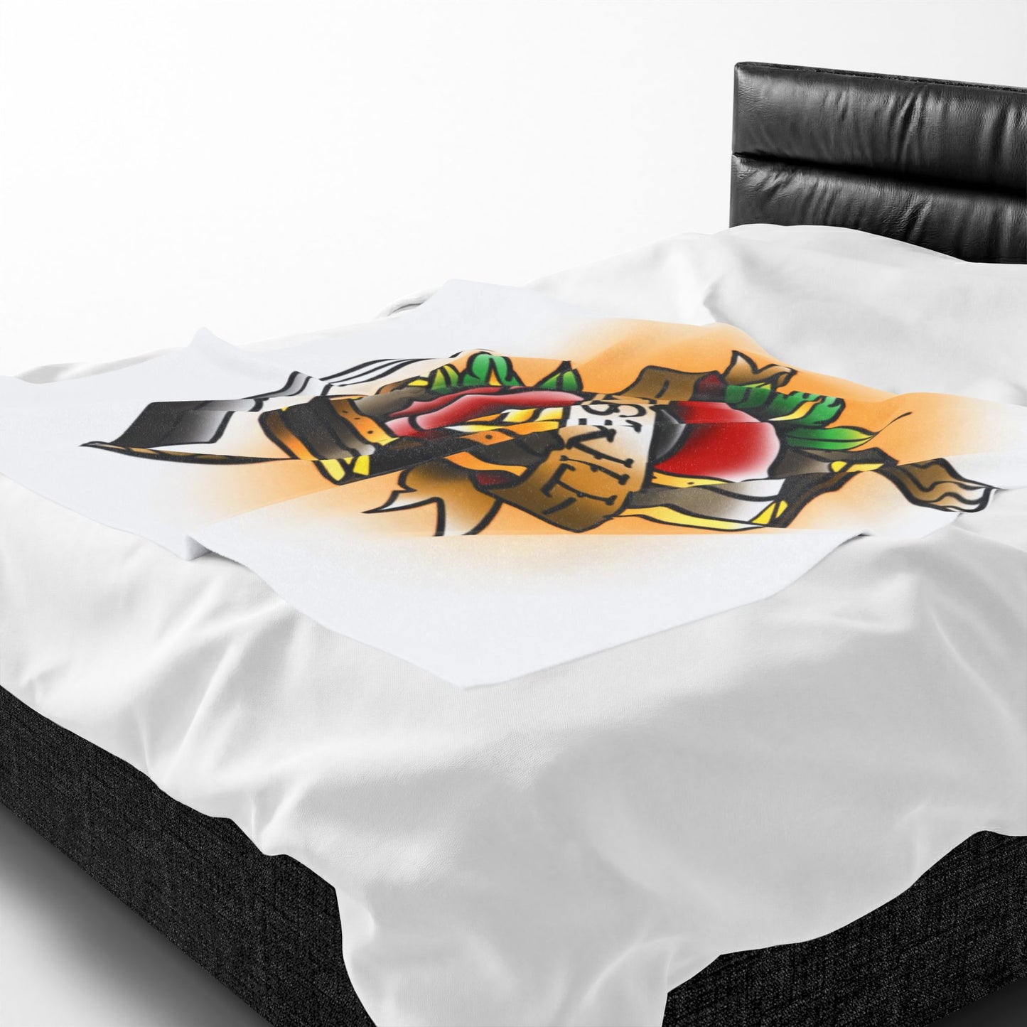 Time's Up Coffin Tattoo Flash Velveteen Plush Blanket Throw Home Decor Horror