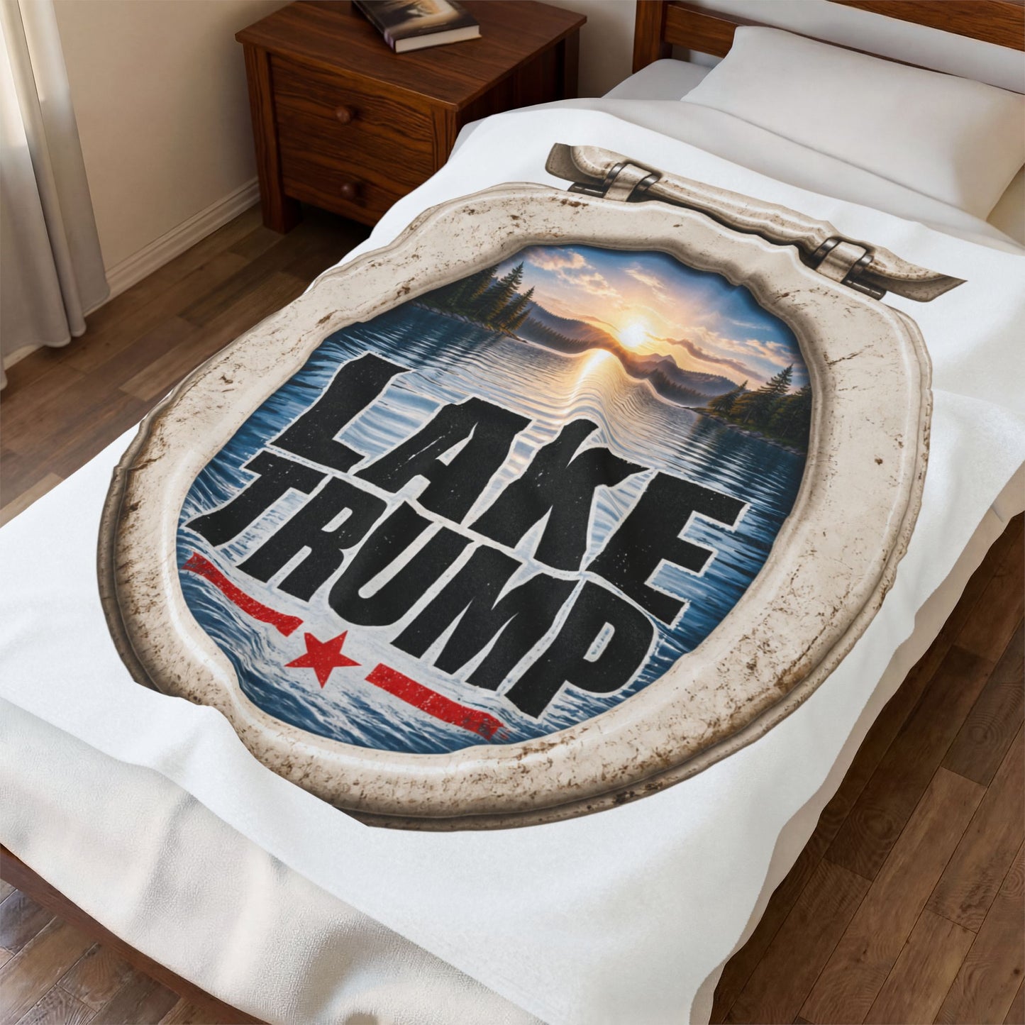 Lake Trump Toilet Seat View Velveteen Plush Blanket Lake Ontario Anti Maga Throw