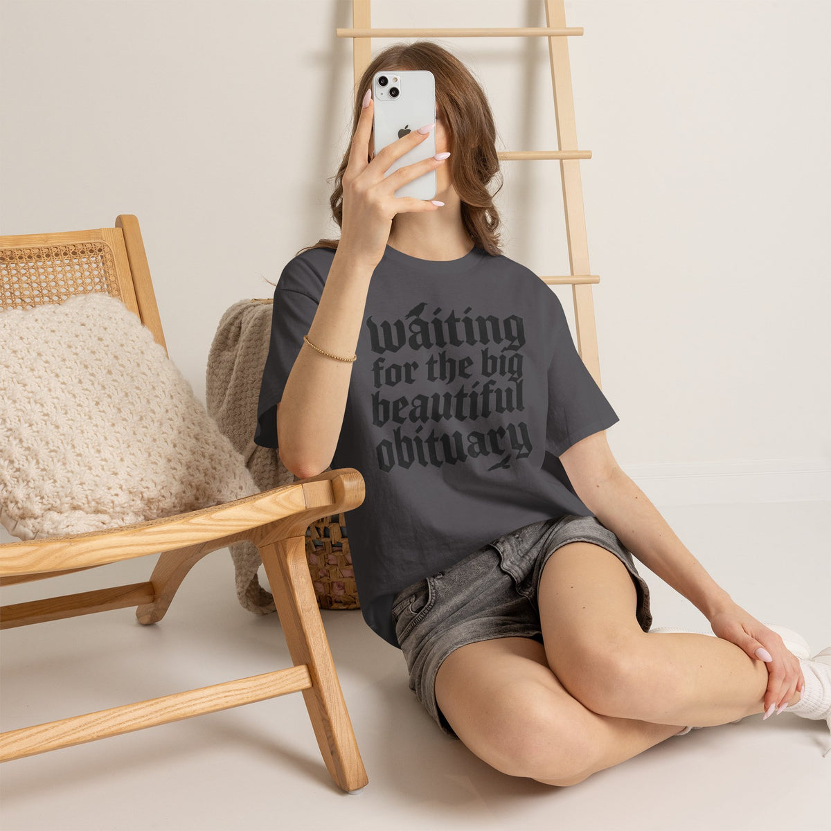 Waiting for the Big Beautiful Obituary T-Shirt Goth Anti Politics Tee