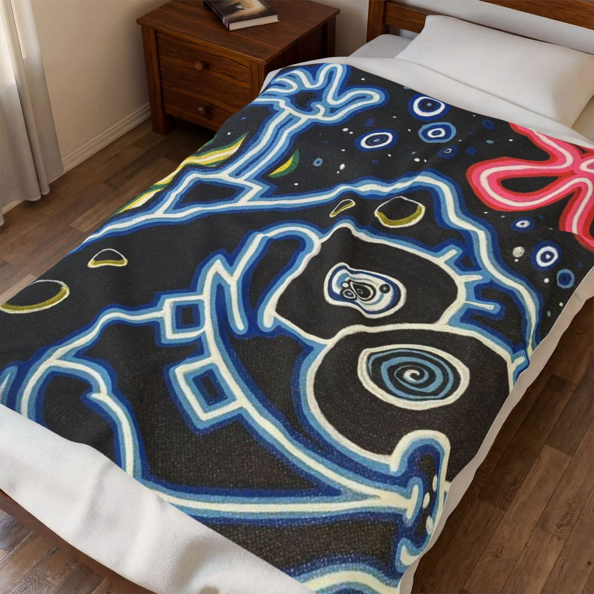 Neon Spongebob Velveteen Plush Blanket Cartoon 90s Plush Throw Home Decor