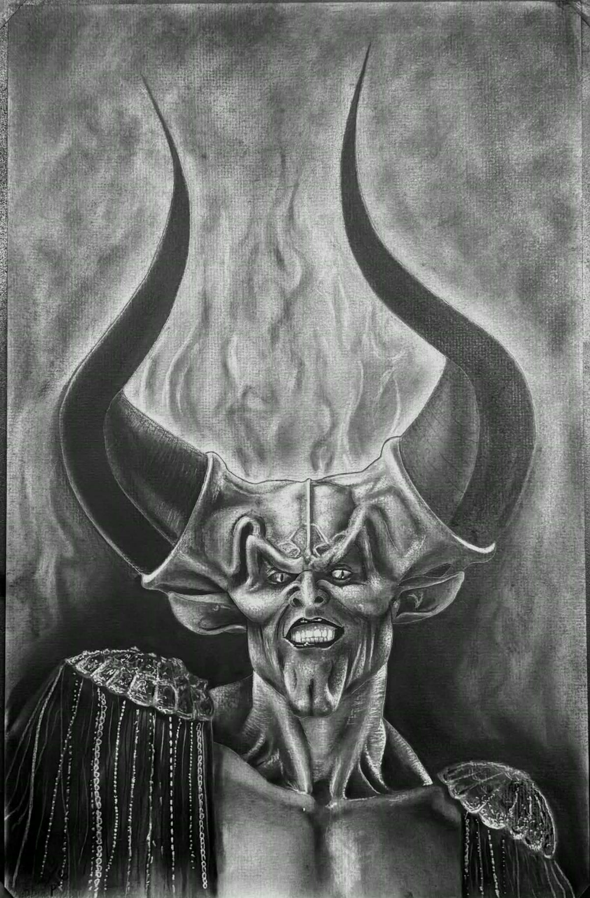 Tim Curry Lord of Darkness Legend Charcoal Art Print Wall Hanging Home Decor