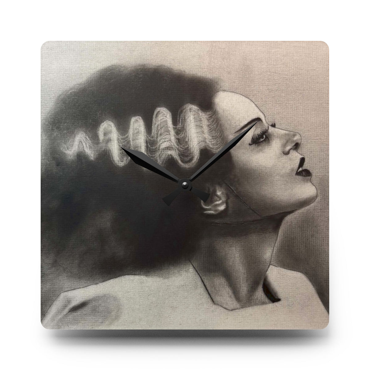 Bride of Frankenstein Portrait Acrylic Wall Clock Gothic Art Home Decor Horror