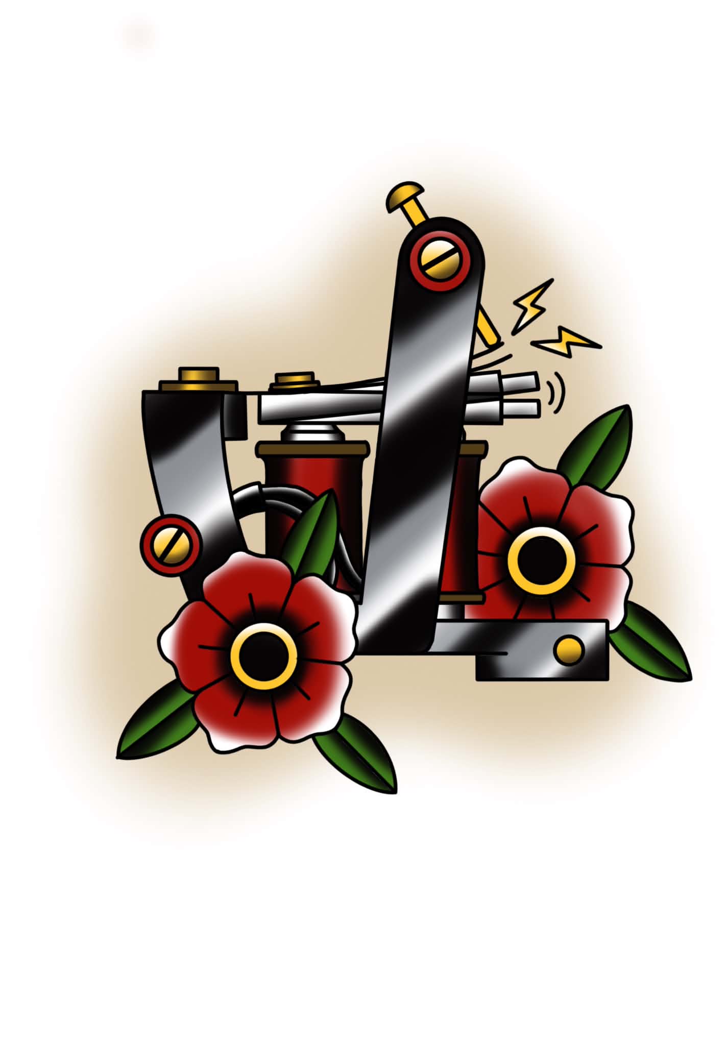 Tattoo Machine Flower Wall Art Horror Wall Hanging Home Decor