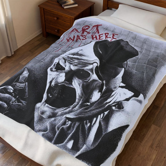 Art the Clown Terrifier Velveteen Plush Blanket | Horror Throw Home Decor