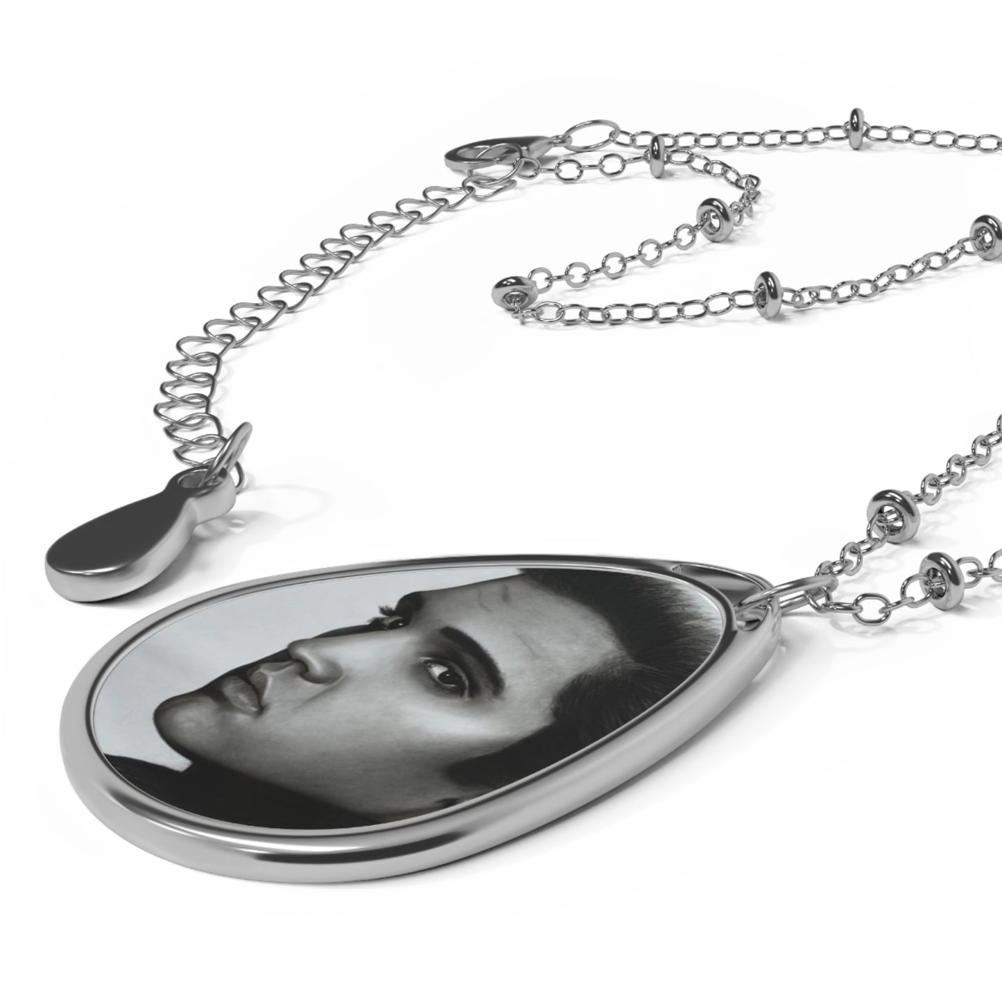 Elvis Music Portrait Oval Necklace | Teardrop Photo Pendant