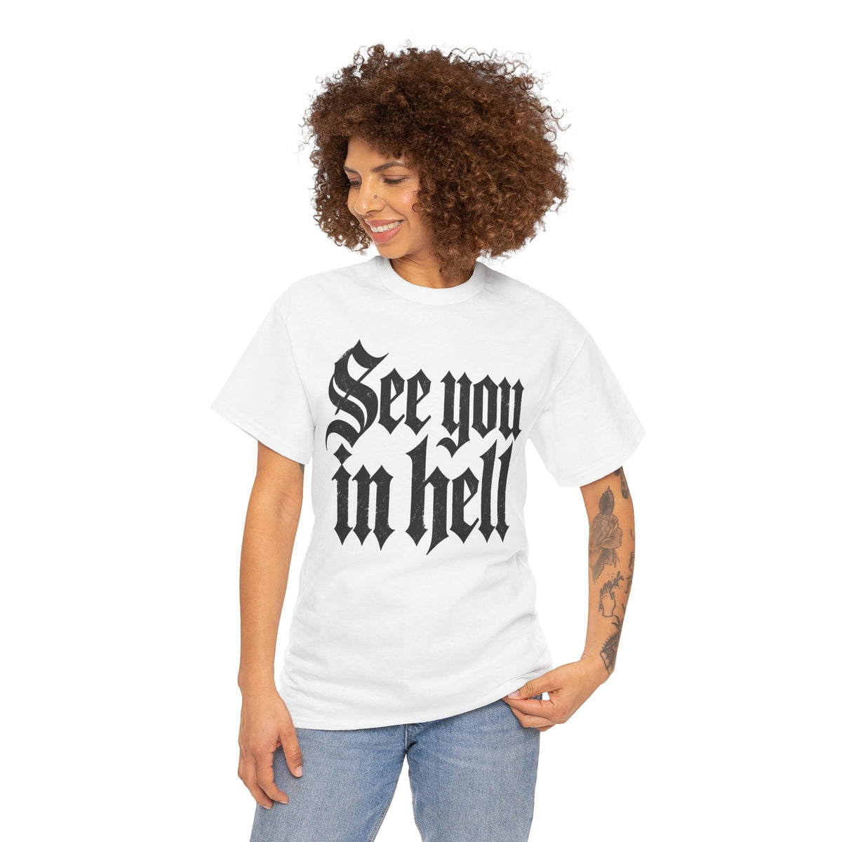 See You in Hell Gothic Text T-Shirt Goth Alternative Clothing Tee
