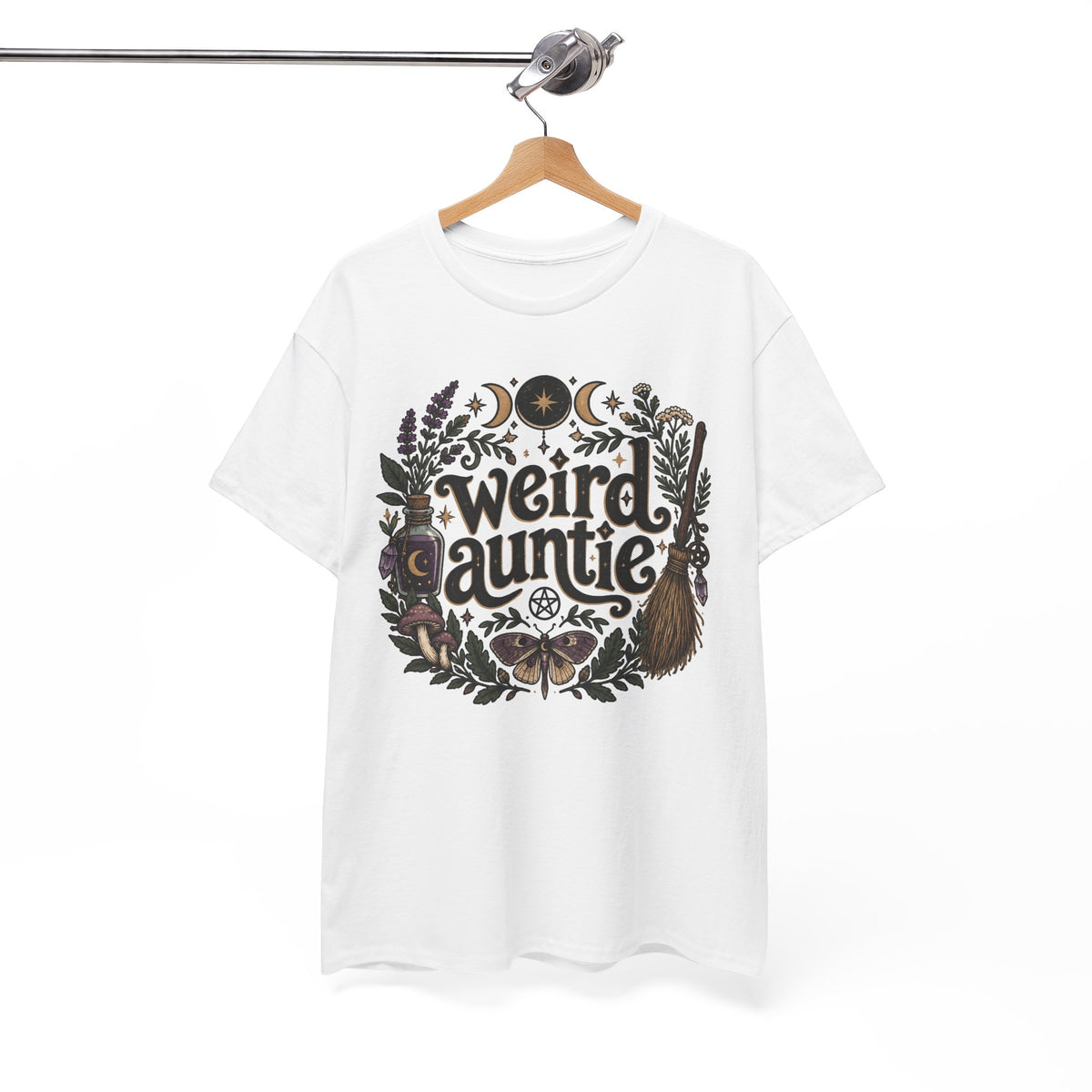 Weird Auntie Floral Moon Graphic T-Shirt Witchy Goth Tee
