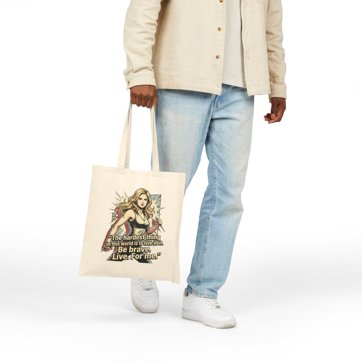 Buffy the Vampire Slayer Be Brave Live For Me Tote Bag