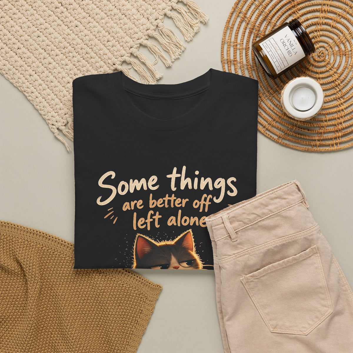 Introvert Cat Quote T-Shirt Some Things Are Better Left Alone Sarcastic Tee