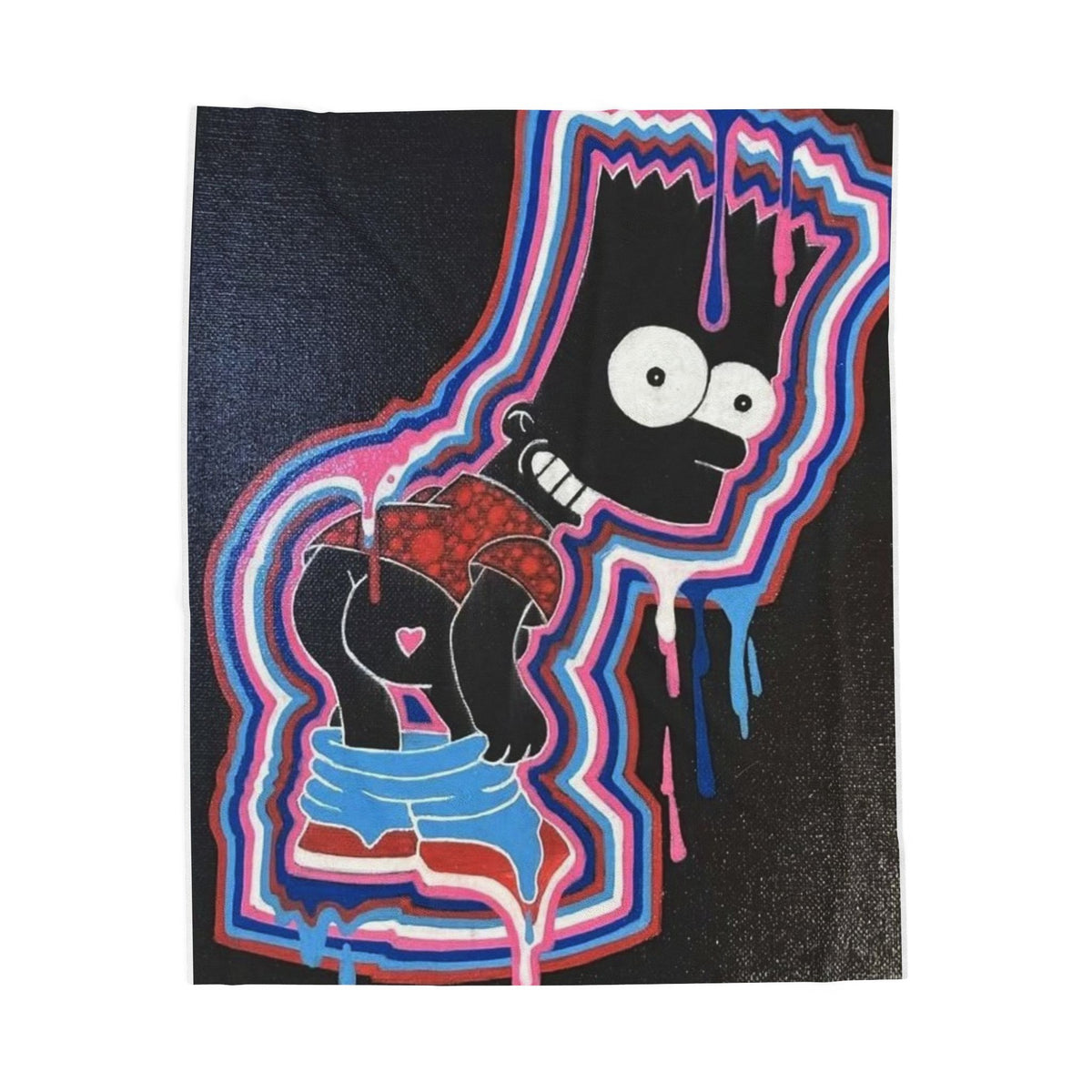 Bart Simpson Velveteen Plush Blanket Graffiti Neon Home Decor Cartoon Throw 90's