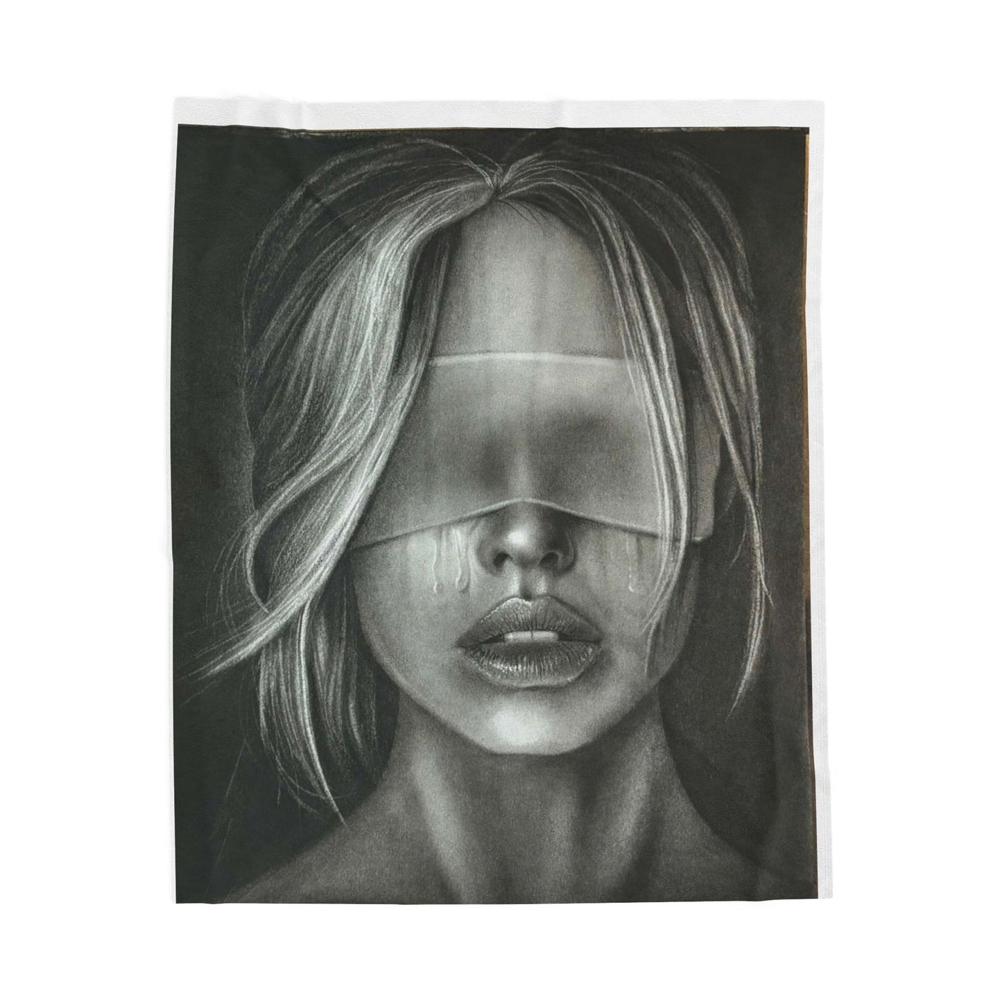 Blindfolded BDSM Woman Velveteen Plush Blanket - Bedroom Throw Home Decor