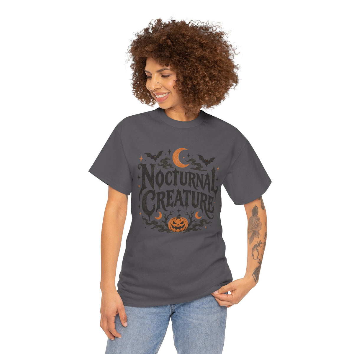 Nocturnal Creature Halloween Graphic T-Shirt Spooky Horror Tee