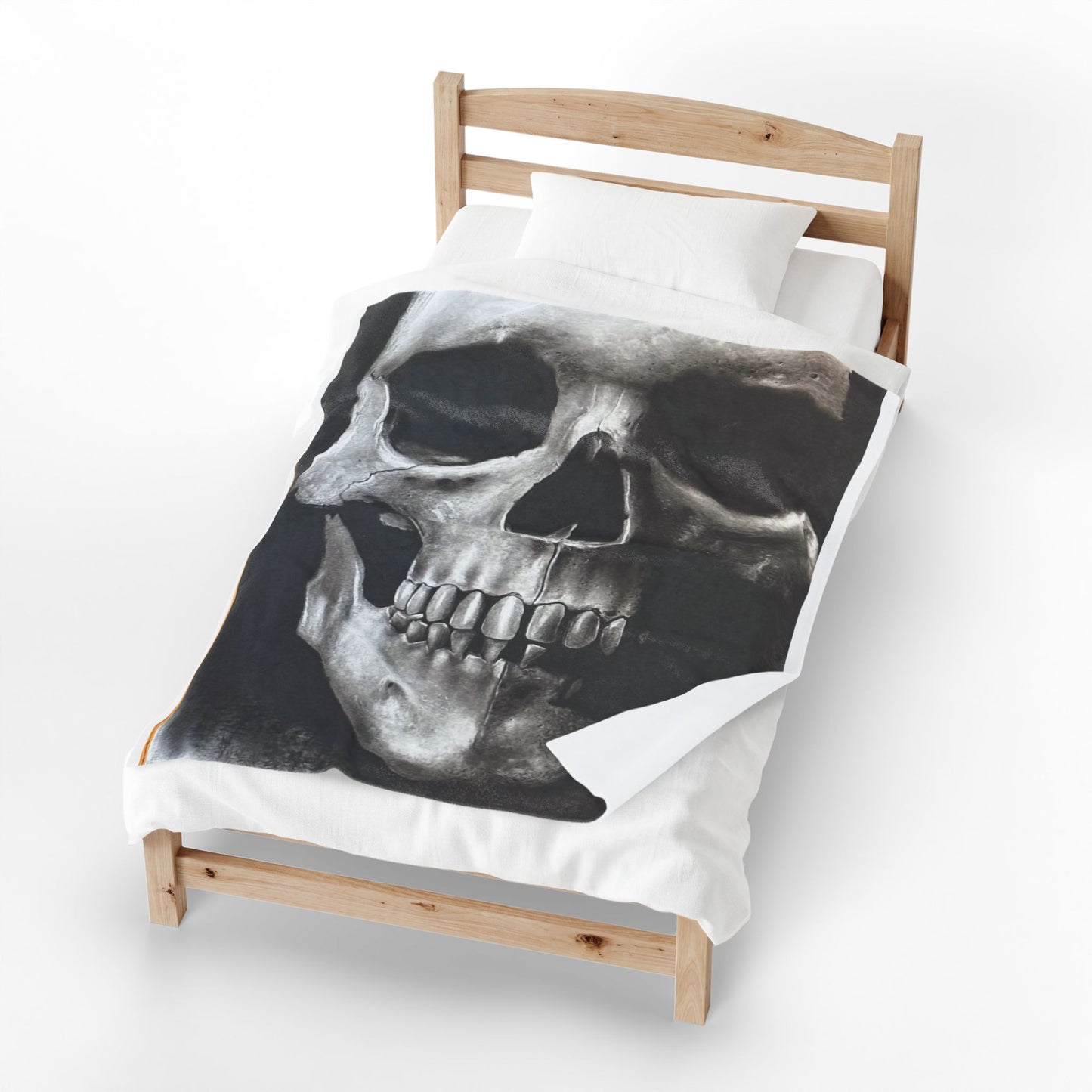 Original Skull Drawing Velveteen Blanket Gothic Skull Dark Home Decor