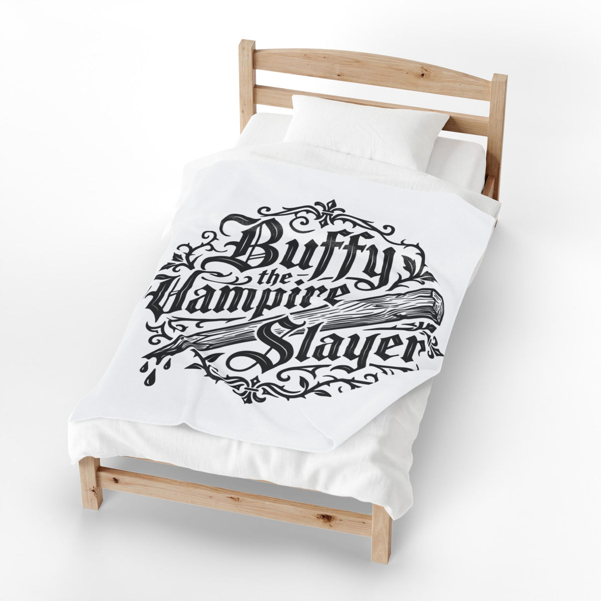 Buffy the Vampire Slayer Velveteen Blanket | Gothic Buffy Logo, Wooden Stake Design