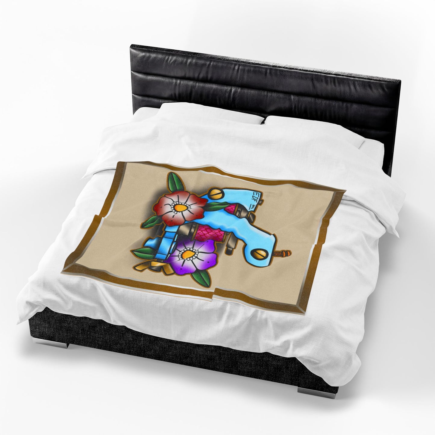 Tattoo Machine Art Velveteen Plush Blanket Throw Home Decor