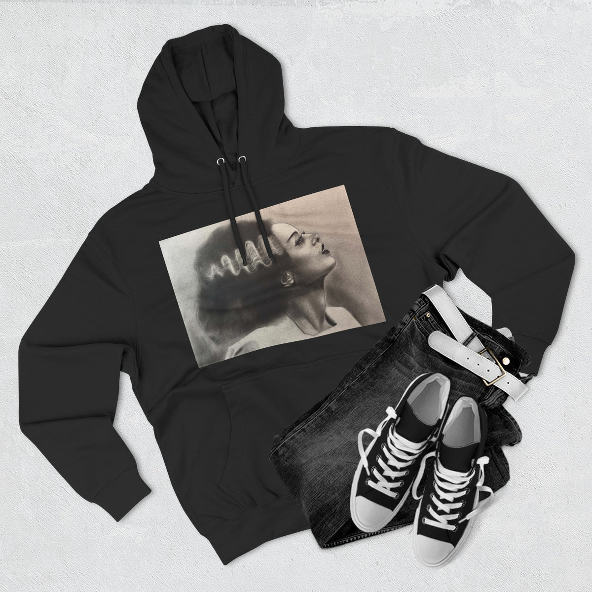 Bride of Frankenstein Original Art Hoodie Goth Horror Alternative Clothing