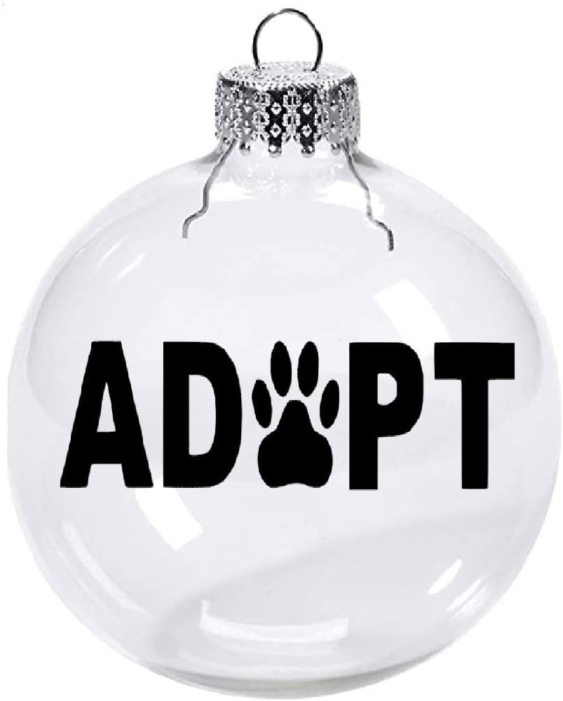 Adopt Cat Dog Clear Christmas Ornament Shatterproof Horror