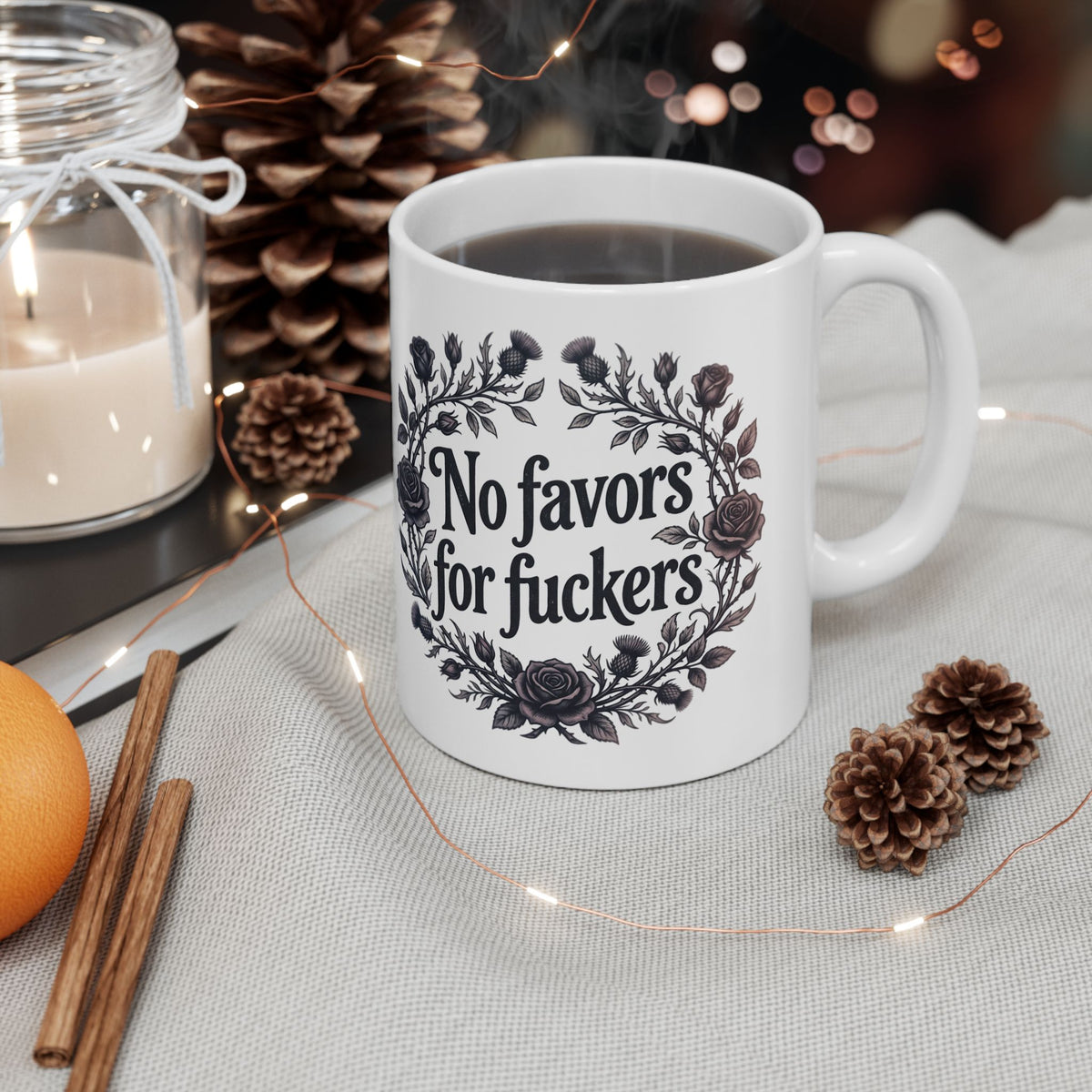 No Favors for Fuckers Mug Goth Rose Home Decor Coffee Cup