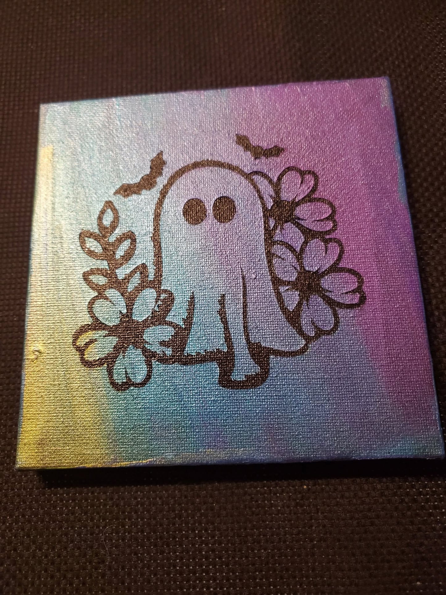 Spooky Metallic Ghost Shelf Sitter Canvas Painting