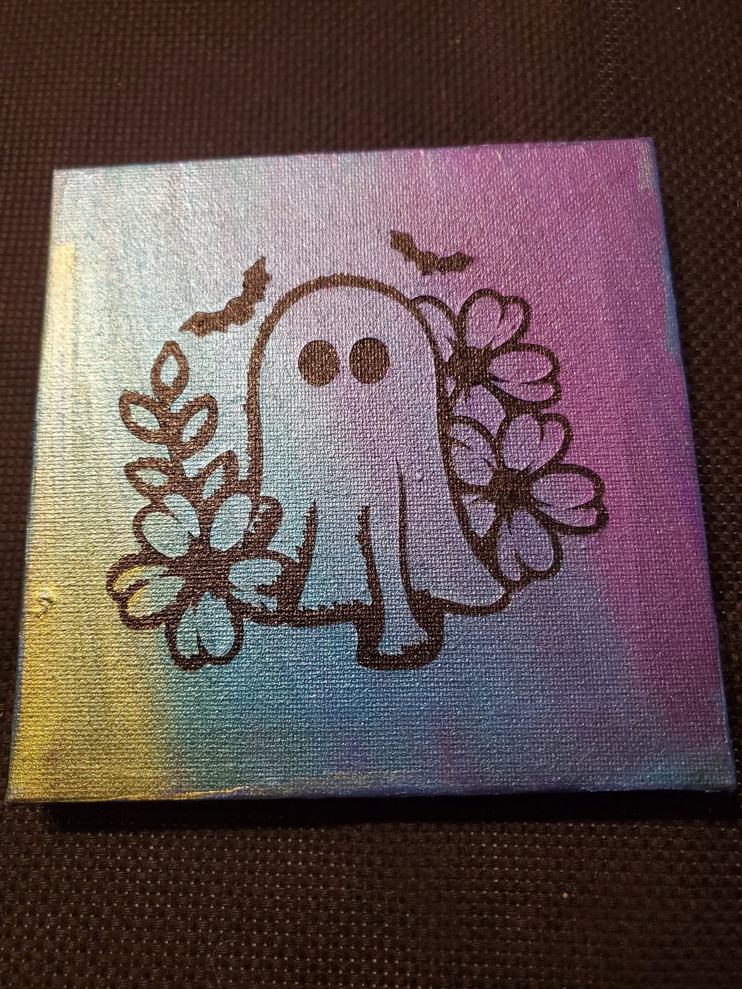 Spooky Metallic Ghost Shelf Sitter Canvas Painting