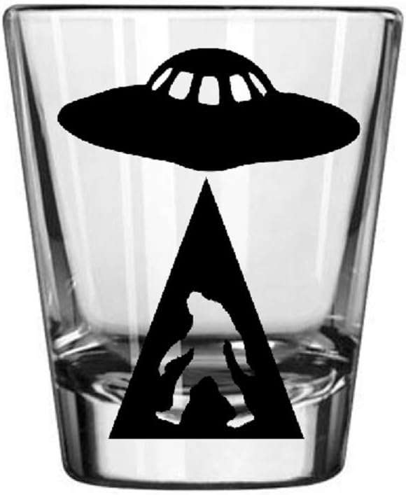 UFO Bigfoot Cryptid Shot Glass Barware Horror Halloween Metaphysical
