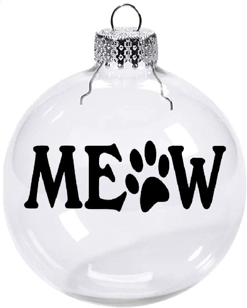 Meow Cat Kitty Clear Christmas Ornament Shatterproof Horror