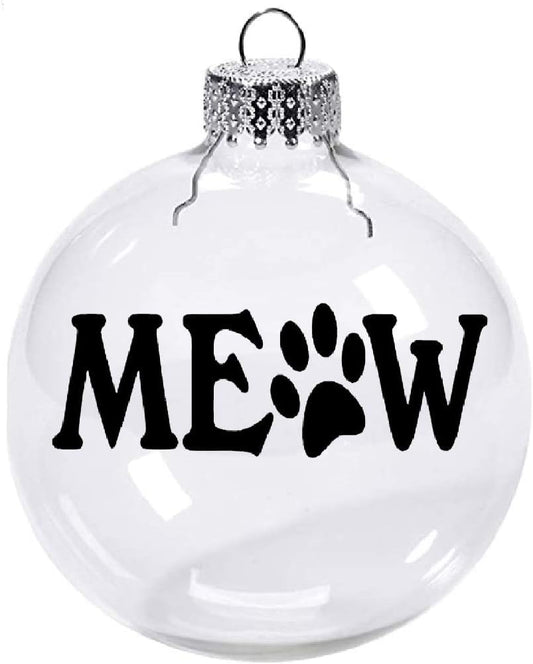 Meow Cat Kitty Clear Christmas Ornament Shatterproof Horror