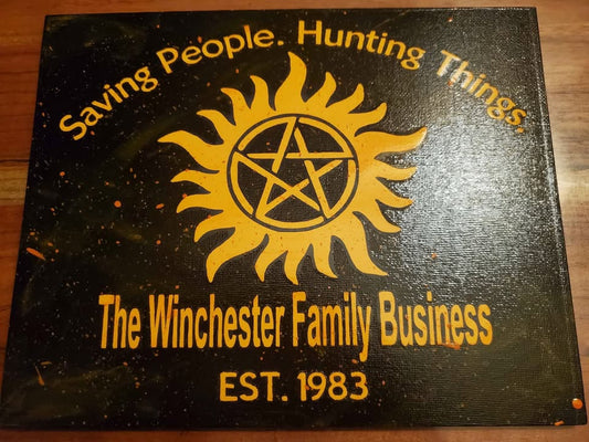 Supernatural Winchester Bros Sign Canvas Painting Horror Halloween Metaphysical