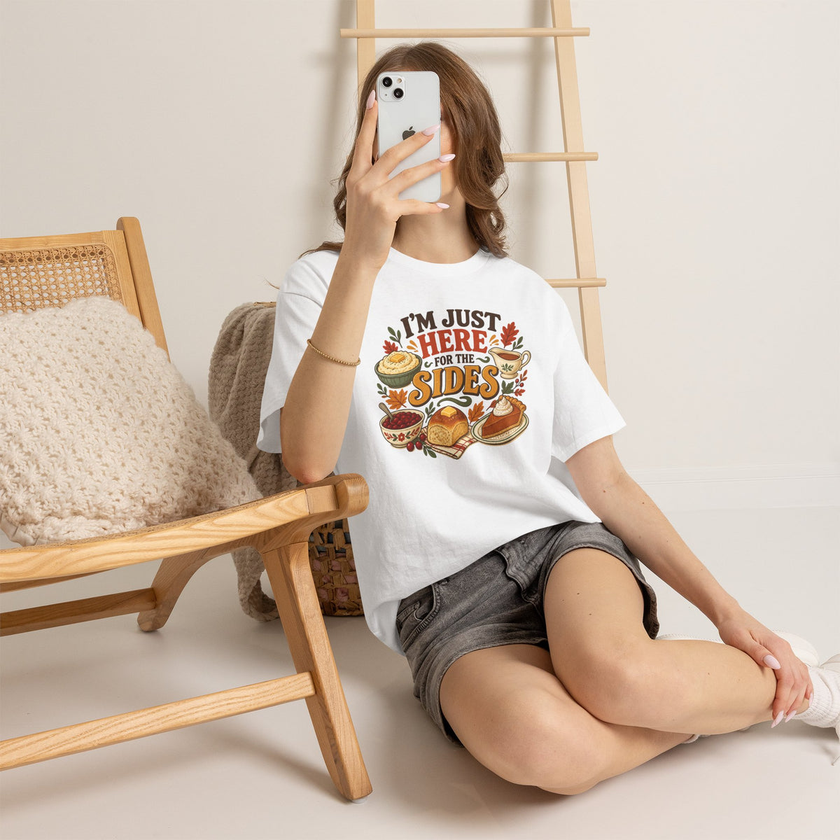 I'm Just Here for the Sides Food Pun T-Shirt Thanksgiving Tee