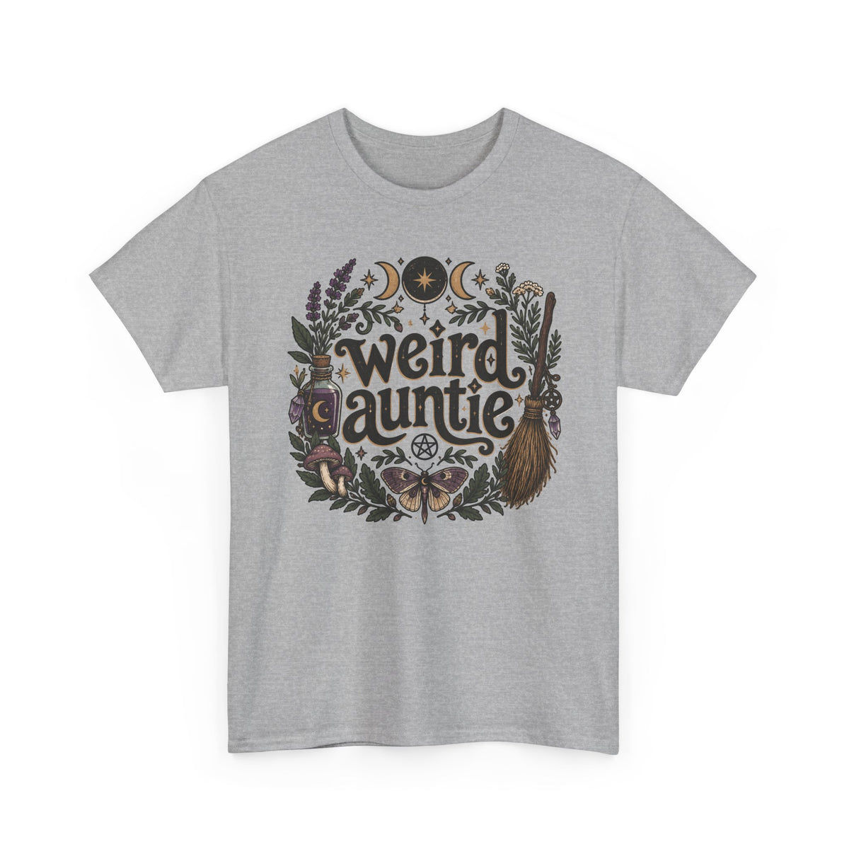 Weird Auntie Floral Moon Graphic T-Shirt Witchy Goth Tee